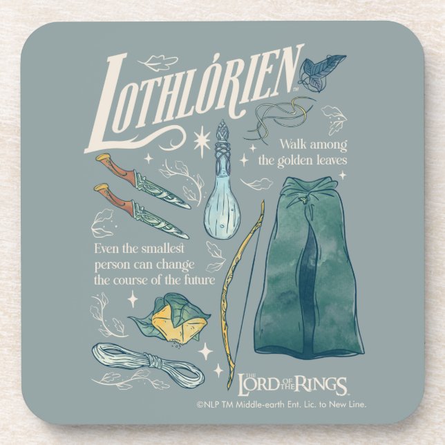 LOTHLORIEN™ Aquarell-Collage-Grafik Getränkeuntersetzer (Vorderseite)