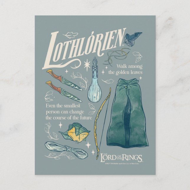LOTHLORIEN™ Aquarell-Collage-Grafik Postkarte (Vorderseite)