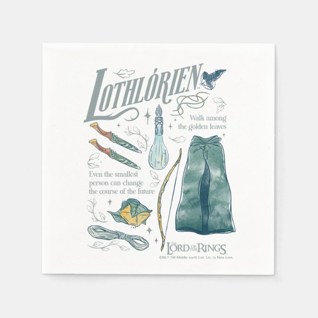 LOTHLORIEN™ Aquarell-Collage-Grafik Serviette (Vorderseite)