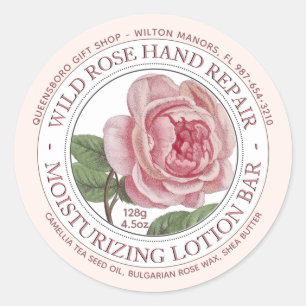 Lotion Bar Seife Etikett Rosa Rose Blume Runder Aufkleber