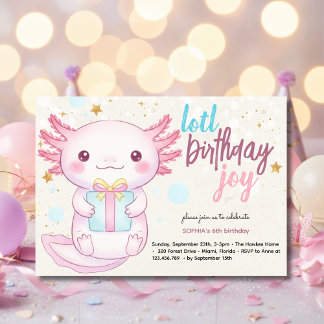 Lotl birthday joy axolotl birthday invitation einladung