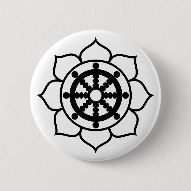 Lotos-Blume Dharma Rad Button (Vorderseite)