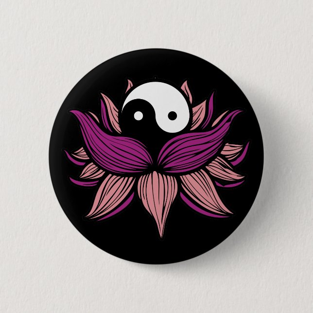 Lotos-Blume und Yin Yang Button (Vorderseite)