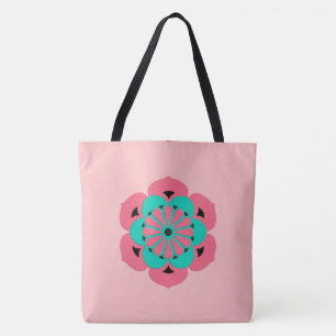 Lotos-BlumeMandala, korallenrotes Rosa und Türkis