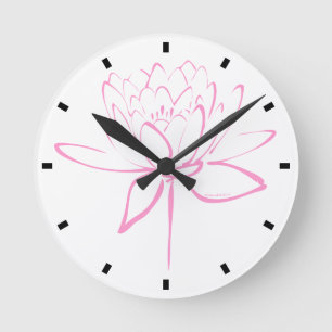 Lotos-Blumen-Kalligraphie Runde Wanduhr