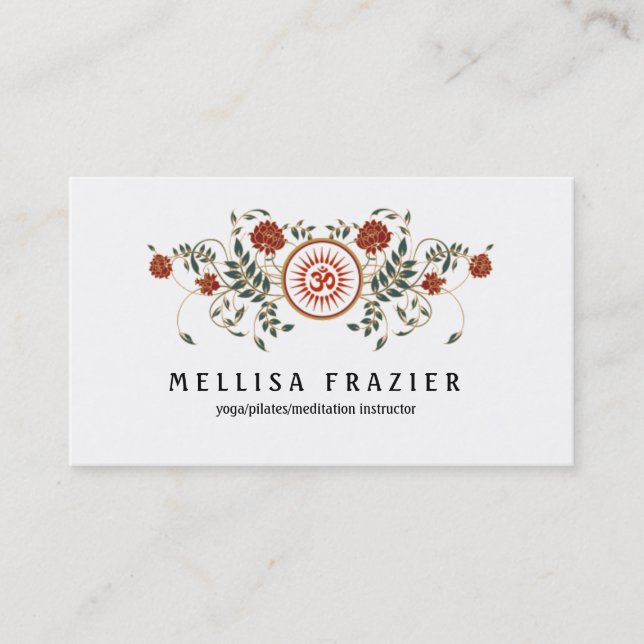 Lotos-Blumen-Logo OM-Symbolgesundheit und Wellness Visitenkarte (Vorderseite)