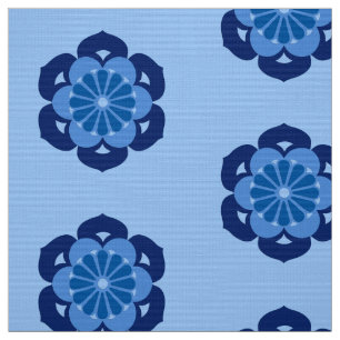 Lotos-Blumen-Mandala, Indigo und hellblaues Stoff
