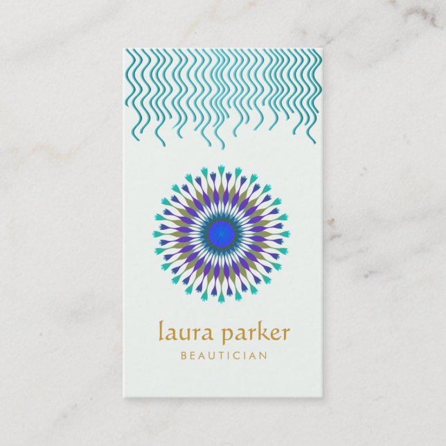 Lotos-Blumen-Pfau-Logo-heilendes Yoga holistisch Visitenkarte (Vorderseite)