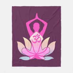 Lotos-Blumen-Yoga OM Namaste geistiges auf Lila Fleecedecke