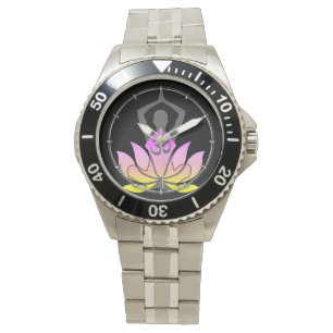 Lotos-Blumen-Yoga-Pose OM Namaste geistige Armbanduhr