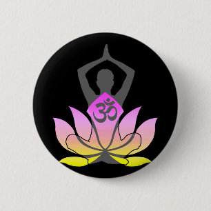 Lotos-Blumen-Yoga-Pose OM Namaste geistige Button