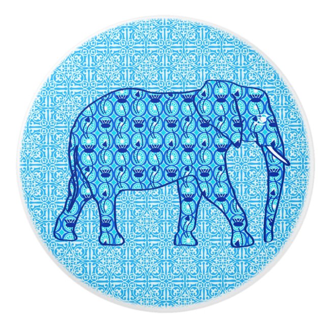 Lotos-Blumenelefant - Türkis Keramikknauf (Vorderseite)