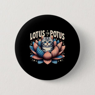 Lotos Für Potus Uns Flagge Katzenliebhaber Kamala  Button
