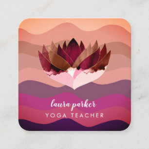 Lotos Lila Mandala Meditation Yoga Boho Quadratische Visitenkarte