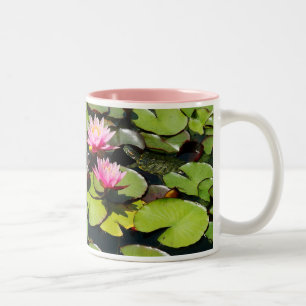 Lotos/Lilypads u. Schildkröte-Tasse Zweifarbige Tasse