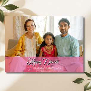 Lotos Rosa Elegantes Diwali-Foto Glückwunsch Feiertagskarte
