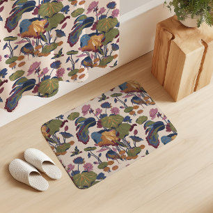 Lotos-Teich in Creme Blau Grün Pink Gelb Badematte