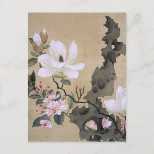Lotos und aufrechte Felsen von Chen Hongshou Postkarte