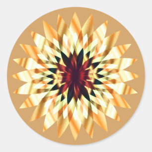 Lotosblume Aquarell Gold Logo Heilung Yoga Runder Aufkleber