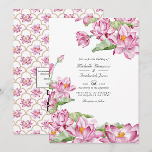 Lotosblume Indischer QR-Code RSVP Hochzeit Einladung
