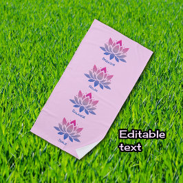 Lotosblume rosa Ihr Text Strandtuch