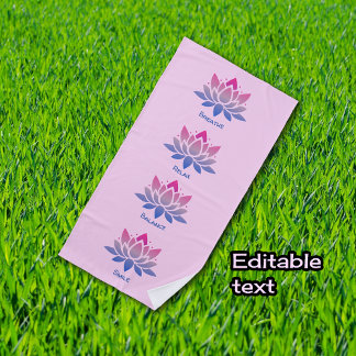 Lotosblume rosa Ihr Text Strandtuch