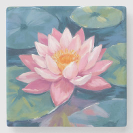 Lotosblume Seerosenblatt Aquarell Steinuntersetzer