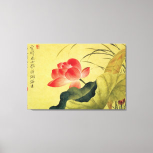 Lotosblume Vintage Qing-Dynastie Leinwanddruck