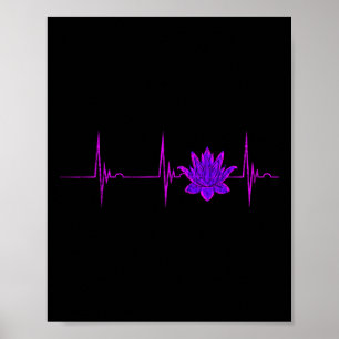 Lotosblumen-Herzschlag-Ekg-Puls-Linie-Meditation Y Poster