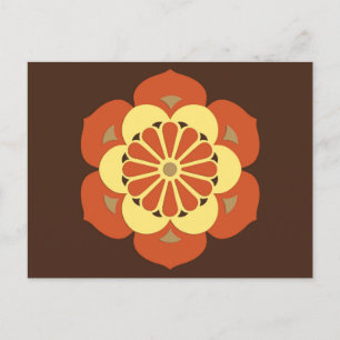 Lotosblumen-Mandala, Braun, Rostrot und Gelb Postkarte