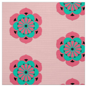 Lotosblumen-Mandala, Korallenrosa und Türkis Stoff