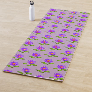 Lotosblumen & Seerosenblätter auf Violett Yogamatte