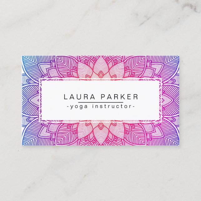 Lotosmandala-Yoga-Lehrer-Meditations-Fitness Visitenkarte (Vorderseite)