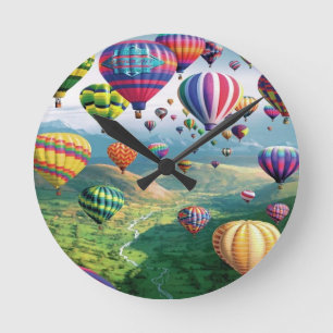 Lots of Hot Air Balloons Round Medium Wall Clock Runde Wanduhr