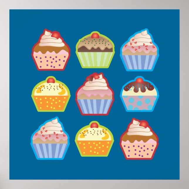 Lotsa Cupcakes Blue Poster (Vorne)