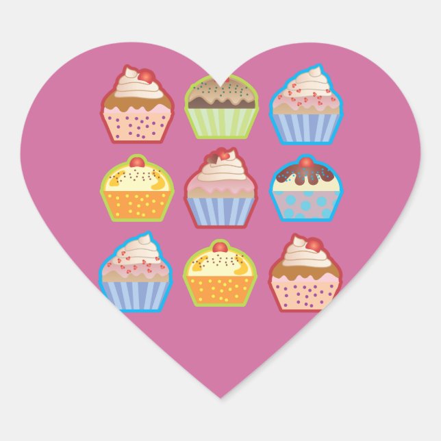 Lotsa Cupcakes Pink Heart Sticker (Vorderseite)
