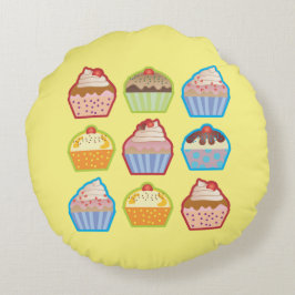 Lotsa Niedlich Cupcakes Girl Rundes Kissen