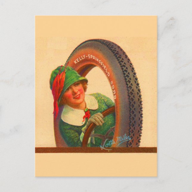 Lotta Miles no. 1-1920s Kelly-Springfields reifen  Postkarte (Vorderseite)