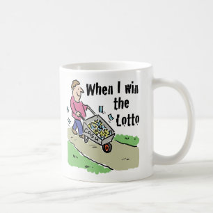 Lotteriegewinn-Design Mann mit Schubkarre voller B Kaffeetasse