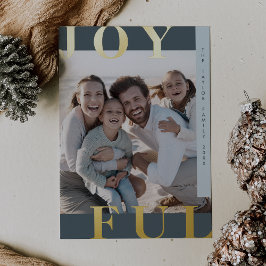 LOTTIE Blue Foil Joyful Family Foto Weihnachten Folien Feiertagskarte