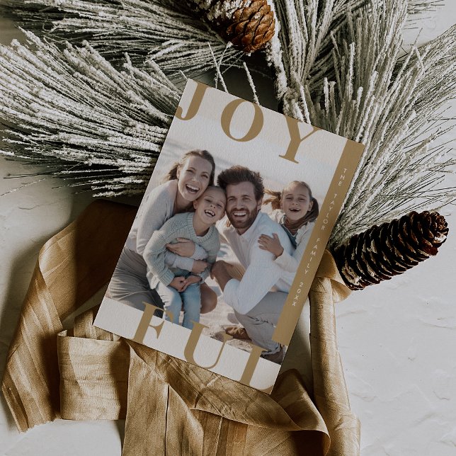 LOTTIE Goldene Freude Modernes Foto Weihnachten (LOTTIE Gold Joyful Modern Family Photo Christmas Holiday Card)