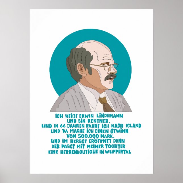 Lottogewinner Erwin Lindemann - Loriot - Funny Poster (Vorne)