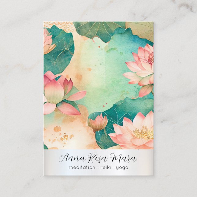 *~* Lotus 3 PHOTO Nature Flowers QR AP67 Art Visitenkarte (Vorderseite)
