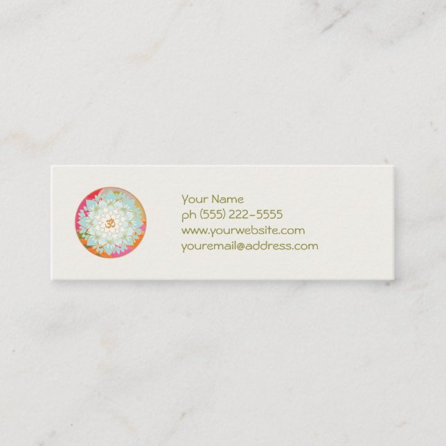 Lotus and Om Symbol Business Card Mini Visitenkarte (Vorderseite)