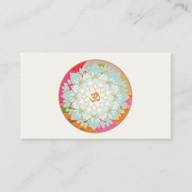 Lotus and Om Symbol Healing Arts Business Card Visitenkarte (Vorderseite)