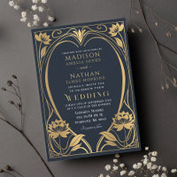 Lotus Art Nouveau Hochzeit Einladung