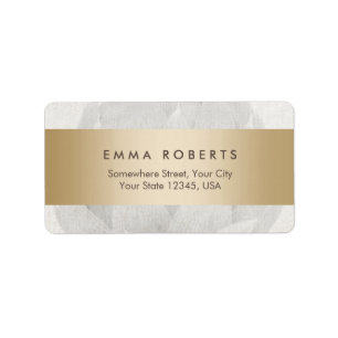 Lotus Background Gold gestreift Elegante Linen Adressaufkleber