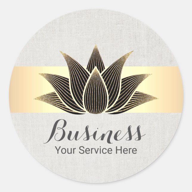 Lotus Black Gold Blume Yoga Massage Salon WELLNESS Runder Aufkleber (Vorderseite)