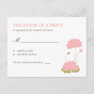 Lotus Bloom Wedding RSVP Postcard Einladungspostkarte