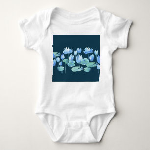 Lotus Blooms: Einfache Wasserfarbenprägung Baby Strampler